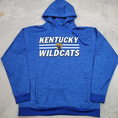 Kentucky Wildcats Hoodie Men Large Blue Pullover Fleece Sweater Sweatshirt Adult Cover