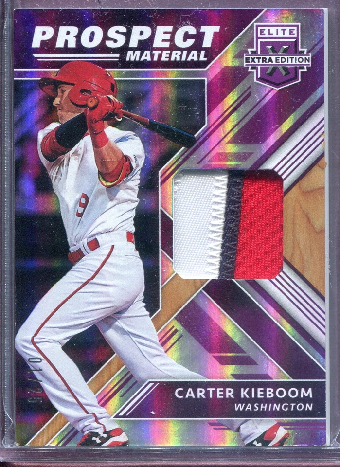 CARTER KIEBOOM ~ 2018 Elite Extra Prospect Materials Purple #19 JERSEY #1/25 - Image 1 of 1