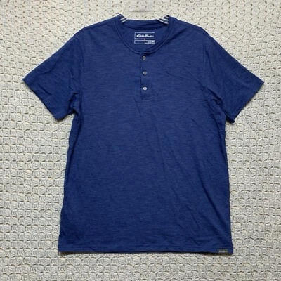 Eddie Bauer Shirt Mens Size M Henley Shirt Blue  Short Sleeve Polyester Blend - Image 1 of 4