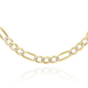 14k Yellow Gold Over 925 Silver 2.7mm Diamond-Cut Figaro Chain Necklace 16"-30" - Picture 1 of 8