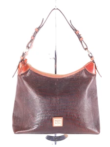 Dooney & Bourke Brown Embossed Lizard Hobo Bag - Picture 1 of 11