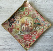 Antique Cigar Band Decorated Glass Dish Romeo Y Julieta