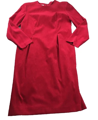 Leslie Fay Womens A-Line Dress Size 12 Red Stretchy Round Neck Long Sleeve Lined - Image 1 of 4