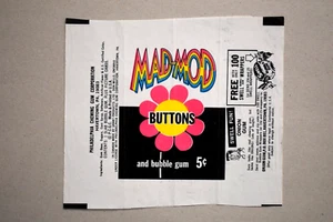 1968 PHILLY GUM *MAD MOD BUTTONS* 5 CENT WAX WRAPPER **RARE* - Picture 1 of 2