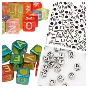 Cuentas acrílicas cuentas de letras cubo letra de plástico A-Z para collares - Imagen 1 de 13