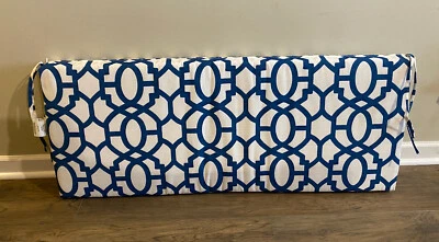 Pillow Perfect Outdoor / Indoor Nunu Geo Bench / Swing Cushion 48 x 18, Ink Blue - Image 1 of 4