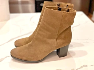 Manas Suede 3" Heeled Woman's Boots 9.5 Made in Romania - Picture 1 of 7