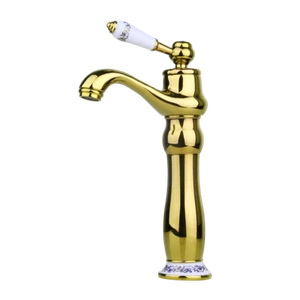Golden Bathroom Basin Faucet Single Handle&Hole Deck Mount Sink Brass Mixer Tap - Picture 1 of 7