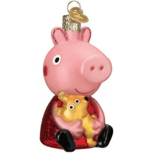 Antiguo Mundo Navidad Peppa Pig con adorno de vidrio de peluche 4 pulgadas - Imagen 1 de 5