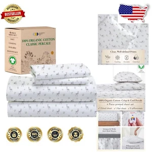 Cooling Lightweight Llama Print Full Size Cotton Sheet Set - 300 Thread Count - Picture 1 of 10