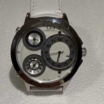 Reloj Curtis & Co Big Time World 50 mm 3 zonas horarias acero inoxidable blanco Foto 1 de 4