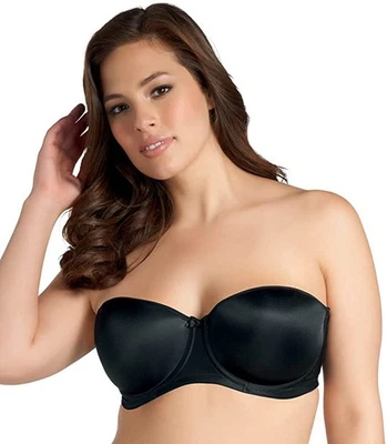 Elomi Smoothing Underwire Foam Molded Strapless Bra, Black, 38E - Image 1 of 2