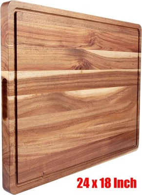 24" x 18" Extra Large Acacia Wood Cutting Board for Kitchen with Juice Slot - Image 1 of 4