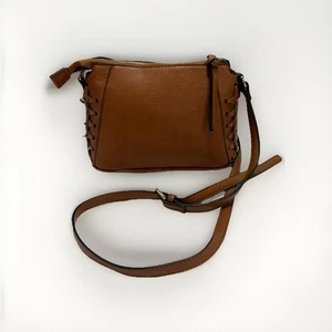 Tan Vegan PU Handbag purse Crossbody Small Woven - Picture 1 of 11