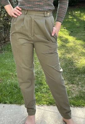 Vtg Banana Republic Safari Travel Clothing 6 Pleated Pants Green - Image 1 of 4