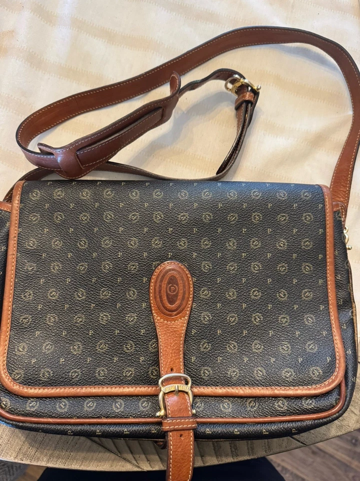 Bolso Bandolera Pollini Vintage Años 90 Logo Bolso de Hombro Bolso de Mano Negro Marrón 9x7x2 Foto 1 de 4