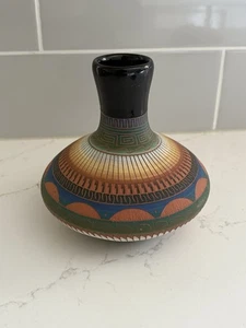 Geätzte Navajo rote Ton Keramik Vase von Ella Morgan Dinah 2007 5,5 Zoll - Bild 1 von 4
