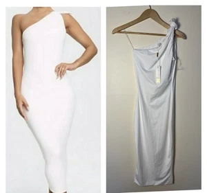 Vestido de mujer Meshki XS Rosetta anudado con un hombro marfil preppy boda - Imagen 1 de 15