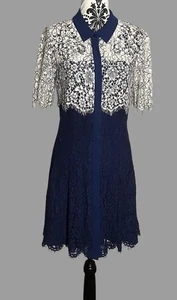Whistles marineblau weiß Kragen Spitze Kleid Größe 10 Freizeit Anlass - Bild 1 von 8