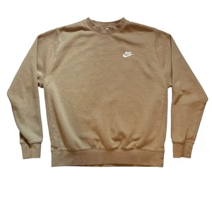 Vintage Nike Mini Swoosh Crew Neck Sweatshirt White Tag Herren L Y2K 90s Beige Creme - Bild 1 von 8