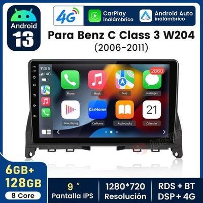 6+128G Für Mercedes Benz C Klasse W204 S204 C180 Autoradio Carplay GPS NAVI DAB+ - Bild 1 von 4