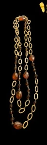 COLLAR DE ESLABONES FIRMADO JOHN CANDICE CON CUENTAS TONO PLATA 30" LARGO USADO EN EXCELENTE ESTADO - Imagen 1 de 2