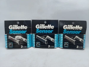 Vintage Gillette Sensor Razor Blades 3 Packs Of 3ct = 9 Blades Made In USA 2000 - Picture 1 of 11