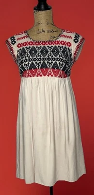 Vestido Anthropologie Edme & Esyllte Petra Diseño Bordado Crema Talla XS Imperio Foto 1 de 4