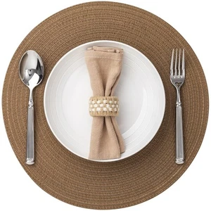 Round Placemats Set of 8 Woven Placemats Washable Braided Table Mats for Dini... - Picture 1 of 9