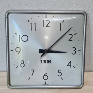Rare Working Vintage IBM Square Wall Clock Circa 1947-1957 With Glass Made USA - Picture 1 of 10