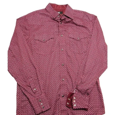 House Of Lords Men's Shirt Purple Print Pearl Snap Y2K Grunge Western Medium - Image 1 of 4