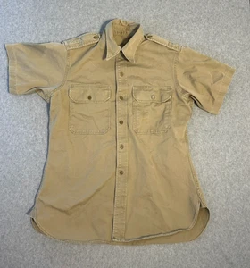 MILITARY SURPLUS Heavy Khaki Short Sleeved Shirt Vintage 1953 - Picture 1 of 13