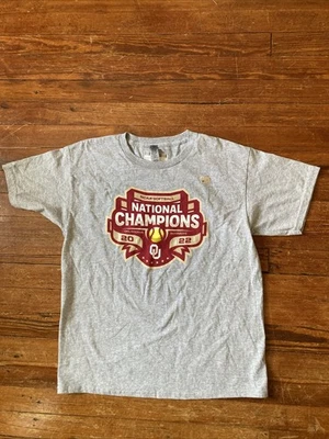 Oklahoma Sooners 2022 NCAA Softball National Champions Shirt Gray Large Youth - Image 1 of 4