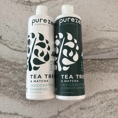 LOT of 2 Purezero Tea Tree Matcha Invigorating Shampoo & Conditioner 12 Oz Ea - Image 1 of 2