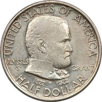 1922 Grant Commemorative Half Dollar 50C, About Uncirculated AU, Cleaned - Image 1 of 2