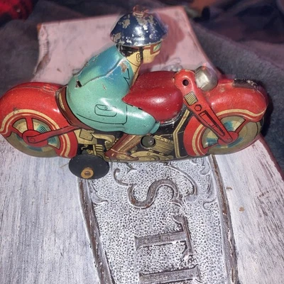Vintage Tin Friction Vintage Motorcycle Toy Japan - - Image 1 of 4