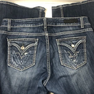 Pantalones de mezclilla para mujer Vigoss corte bota talla 16 estrás puntada superior bigotes - Imagen 1 de 13