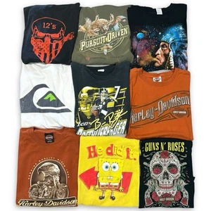 Harley Davidson SpongeBob Biker T-Shirt Lot 9 Sz M-XXL Surf Vtg Reseller Vtg NFL - Picture 1 of 24