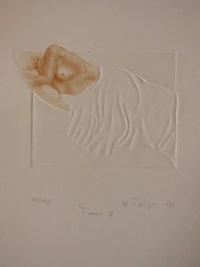 kg8/14  Heinz Treiber Radierung/Prägedruck 1979 „Traum II“ Ex. 69/100 - Bild 1 von 7