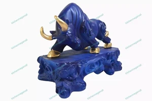 Antique New Home decorative Item Blue Running Bull - Picture 1 of 11