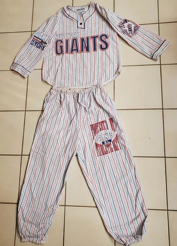Vintage New York Giants 2-Piece Set Pajamas Shirt & Pants Sleepwear Size M / L Cover