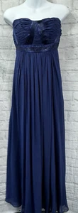 Maxi Vestido BCBG MAXAZRIA Sin Tirantes Seda Gasa Talla 8 Forro con Cuentas Fruncido - Imagen 1 de 8