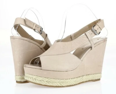 Sandalias de cuña alta Via Spiga de cuero topo para mujer talla 9,5 EE. UU. 41 UE Foto 1 de 4