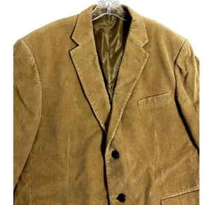 David Taylor Blazer Mens 44S Tan Beige Corduroy Two Button Cotton Sport Coat - Picture 1 of 14