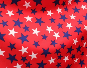 Patriotic Stars Red White and Blue - Design Spandex Fabric 4 Way Stretch By Yard - Picture 1 of 2