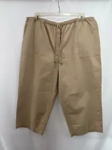 NWT L.L. Bean Tan Straight Leg Drawstring Capri Pants Women's 1X Pull On Cotton - Picture 1 of 8