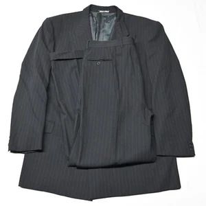 Vtg Calvin Klein 44L 40x32 Stripe Wool Italy Double Breasted Jacket Pants Suit - Picture 1 of 12