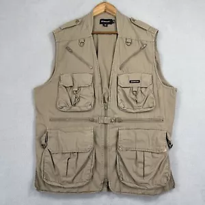 TAMRAC Vest Men's Medium Beige 1/2 Zip Pockets Utility Mesh Utility Fishing - Picture 1 of 9