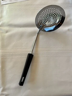 Foley Chrome Plated Skimmer Strainer Slotted Spoon Kitchen Cooking Utensil Black - Image 1 of 4