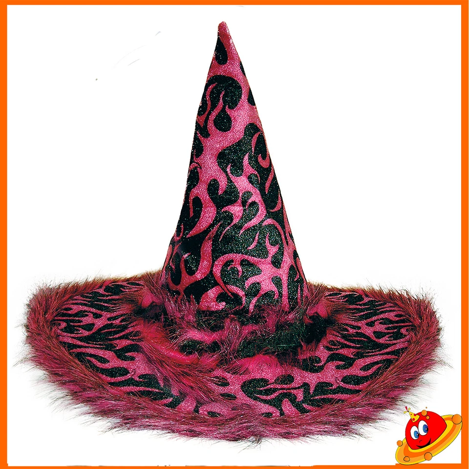 Cappello Strega Halloween Donna Bambina Faschion fucsia con glitter - Immagine 1 di 1